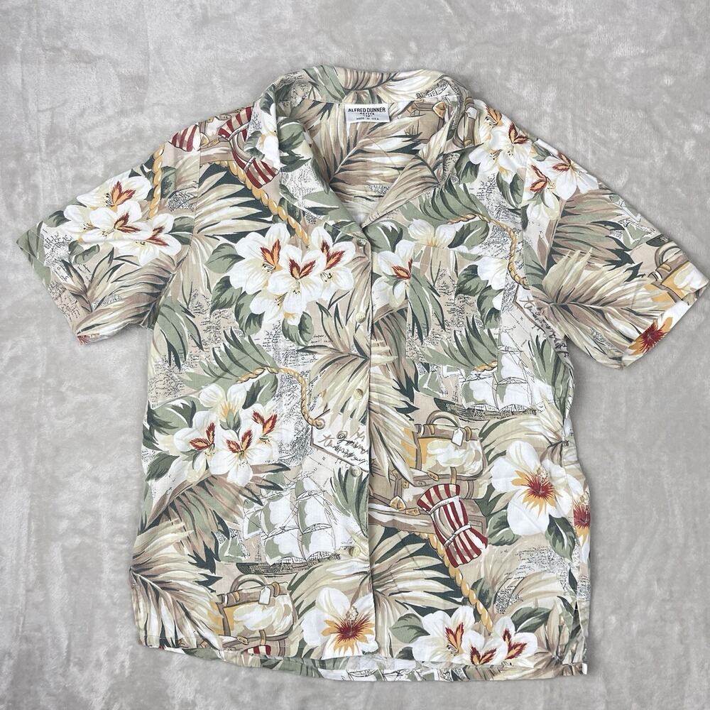 Alfred Dunner Vintage 90s Blouse Petite Size 12 USA Made Resortwear Coastal